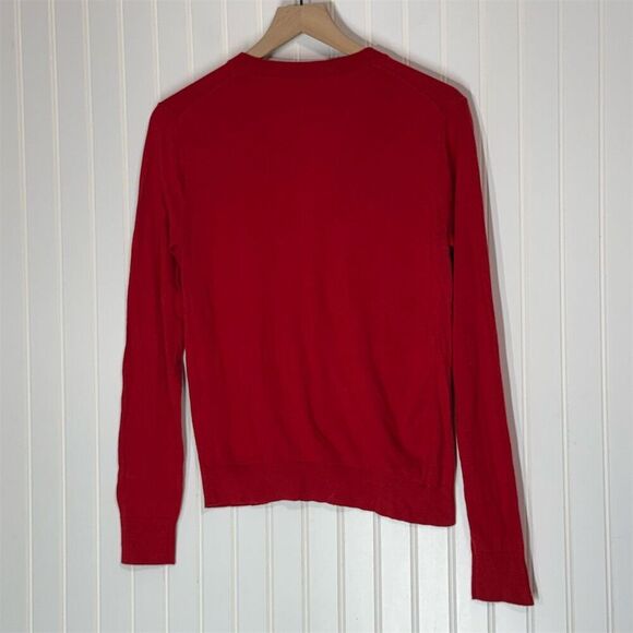 J.Crew Women’s Classic Cardigan Sweater Red 100 Cotton M Long Sleeve Lightweight - Picture 3 of 7